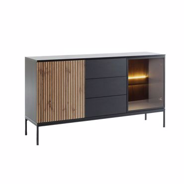 Liberta - Maison MYSTERY Μπουφές Φυσικό Σκούρο/Μαύρο με 2 Πόρτες και 3 Συρτάρια 154x39x83cm 05-0812